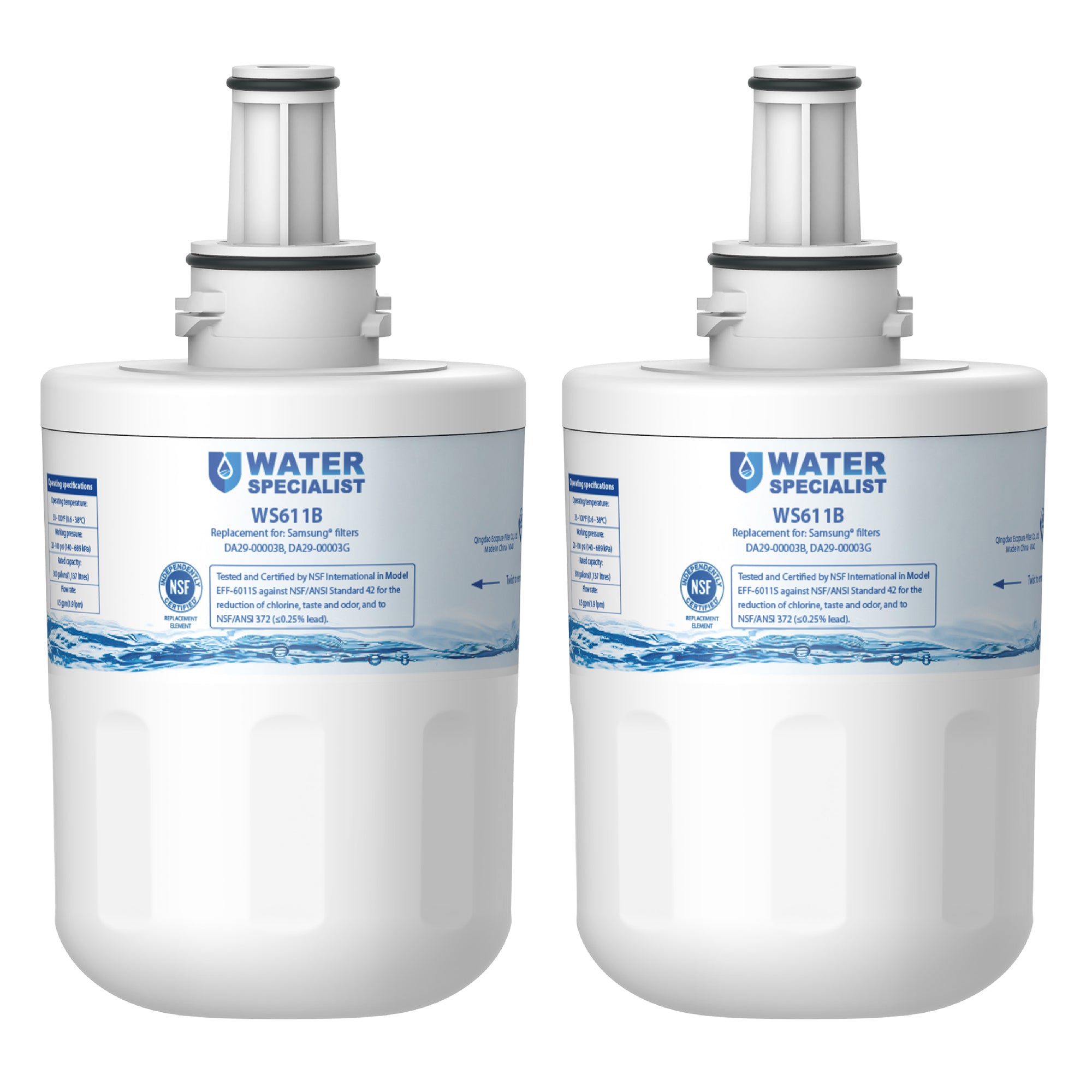 Filterlogic NSF 53&42 Certified DA29-00003G Refrigerator Water Filter, for  Samsung DA29-00003B, RSG257AARS, RFG237AARS, HAFCU1, RFG297AARS,  RS22HDHPNSR, WSS-1 (Pack of 2) : : Home & Kitchen