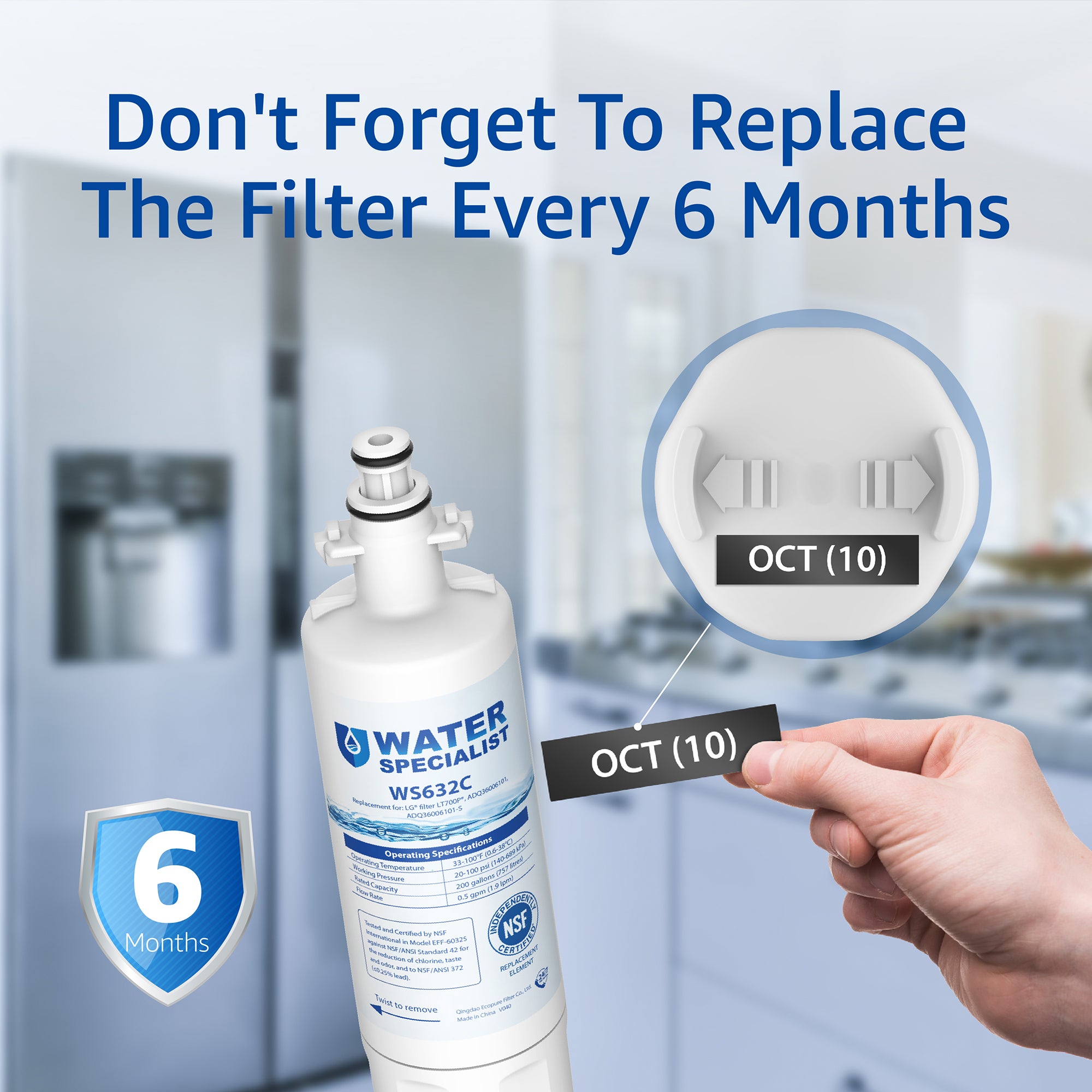 Waterspecialist 469690 ADQ36006101 Refrigerator Water Filter and Air Filter, Replacement for LG LT700P, Kenmore 9690, 46-9690, ADQ36006102 and LT120F, 2 Pack, Package may vary