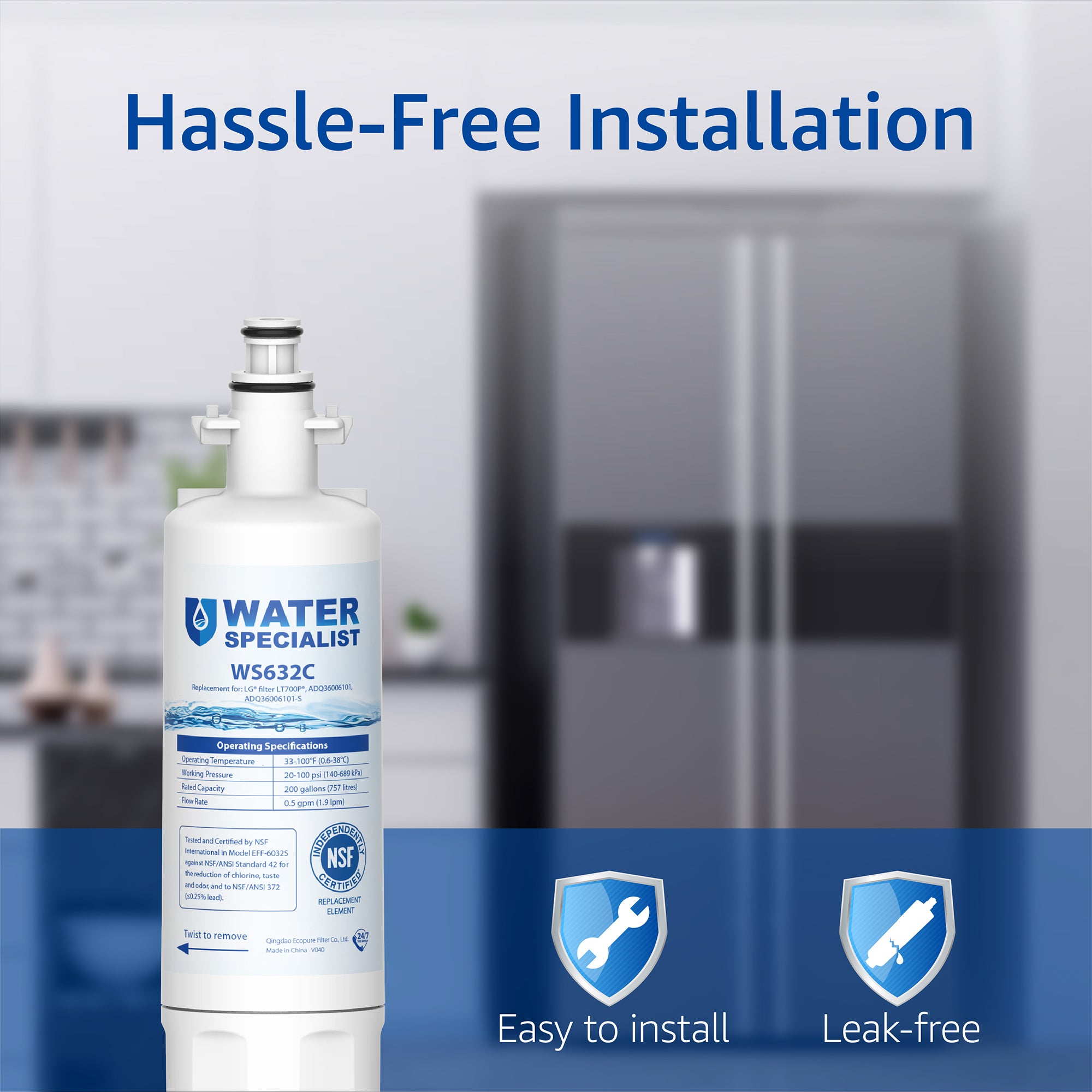 Waterspecialist 469690 ADQ36006101 Refrigerator Water Filter and Air Filter, Replacement for LG LT700P, Kenmore 9690, 46-9690, ADQ36006102 and LT120F, 2 Pack, Package may vary